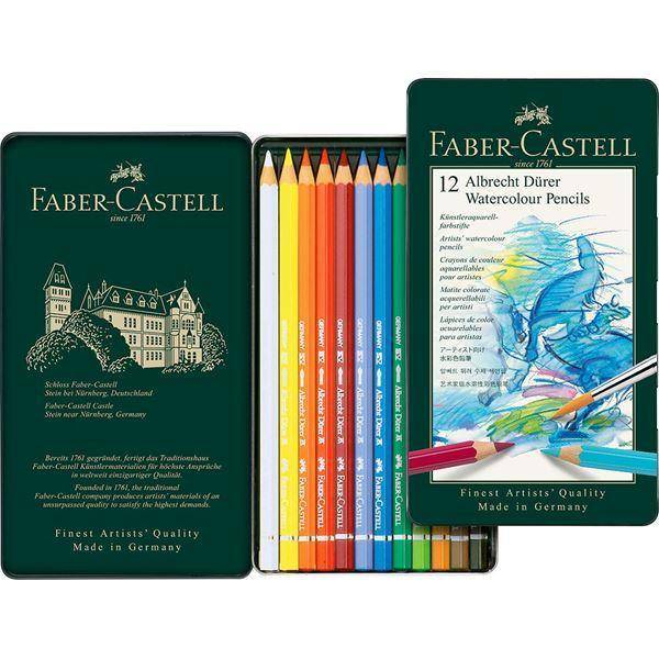 أقلام ألوان مائية من ألبريشت دورر فنانين علبة 12 فابير كاستل FABER CASTELL Albrecht Dürer Artists Watercolor Pencils Tin of 12