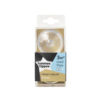 حلمة رضاعة متوسطة التدفق تومي تيبي Tommee Tippee Closer Nature Med Flow Teats2 Pack 3m+