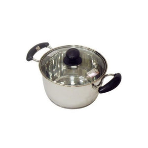 وعاء بمقبض مزدوج وغطاء زجاجي 3 طبقات بيرل Pearl Reciente 3-Layer Bottom Double-Handle Stainless Pot With Glass Lid