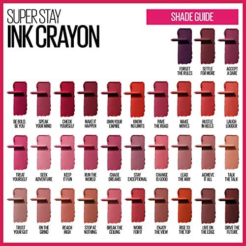 Maybelline New York Maybelline Super Stay Ink Crayon Matte Longwear Lipstick Makeup, Pav The Road, 0.04 OUNCE, 130 Pave the Road, 0.04 ouctions (Pack of 2)