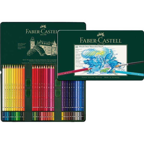 أقلام ألوان مائية من ألبريشت دورر للفنانين علبة 60 فابير-كاستل FABER CASTELL Albrecht Dürer Artists Watercolor Pencils Tin of 60
