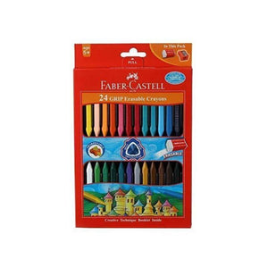 24 قلم تلوين قابل للمسح + ممحاة + مبراة فابر كاستل FABER CASTELL Grip Erasable Crayons + Eraser + Sharpener - Orisdi