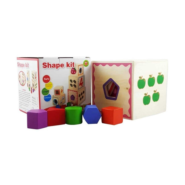 مكعبات اشكال هندسية خشبي shape kit Wooden geometric shapes cubes