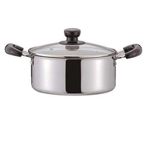 قدر استانلس بغطاء زجاجي المنيوم 3 طبقات بيرل Pearl Alclad Aluminum 3-layer Stainless Pot With Glass Lid