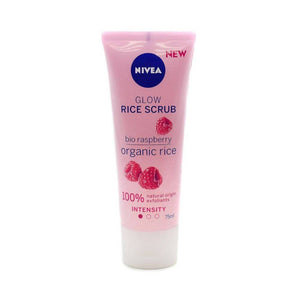 مقشر وجه للبشرة الجافة والحساسة نيفيا Nivea Glow Rice Scrub Bio Raspberry and Organic Rice