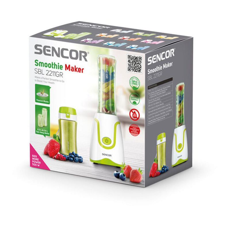 خلاط اخضر سعة 0.6 لتر 500 واط مع قدح 300 مل سنكور 0.6L 500W Green Blender with 300ml Mug Sencor SBL 2211GR