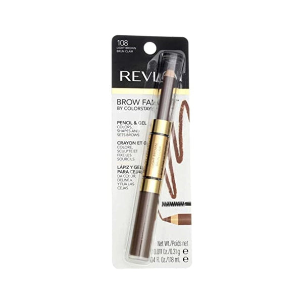 ريفلون براو فانتاسي قلم جل وقلم بني فاتح Revlon Brow Fantasy Pencil & Gel, Light Brown [108], 0.04 oz (Pack of 3)