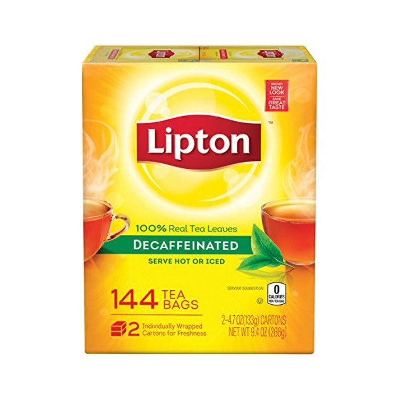 شاي ليبتون Lipton Decaffeinated Black Tea Bags, (72 x 2 Pack) 144 count