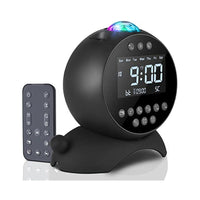 جهاز عرض منبه Fansbe Kids Alarm Clock Star Projector, Galaxy Projector Bedroom White Noise, Bluetooth Speaker Alarm Clock Bedroom Snooze Auto-Off Timer Remote Control 14 Soothing Sounds Black