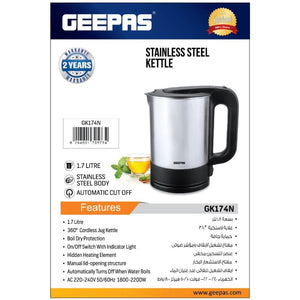 Gepas steel kettle GEEPAS 1.6 Liteers Stainless Steel Kettle