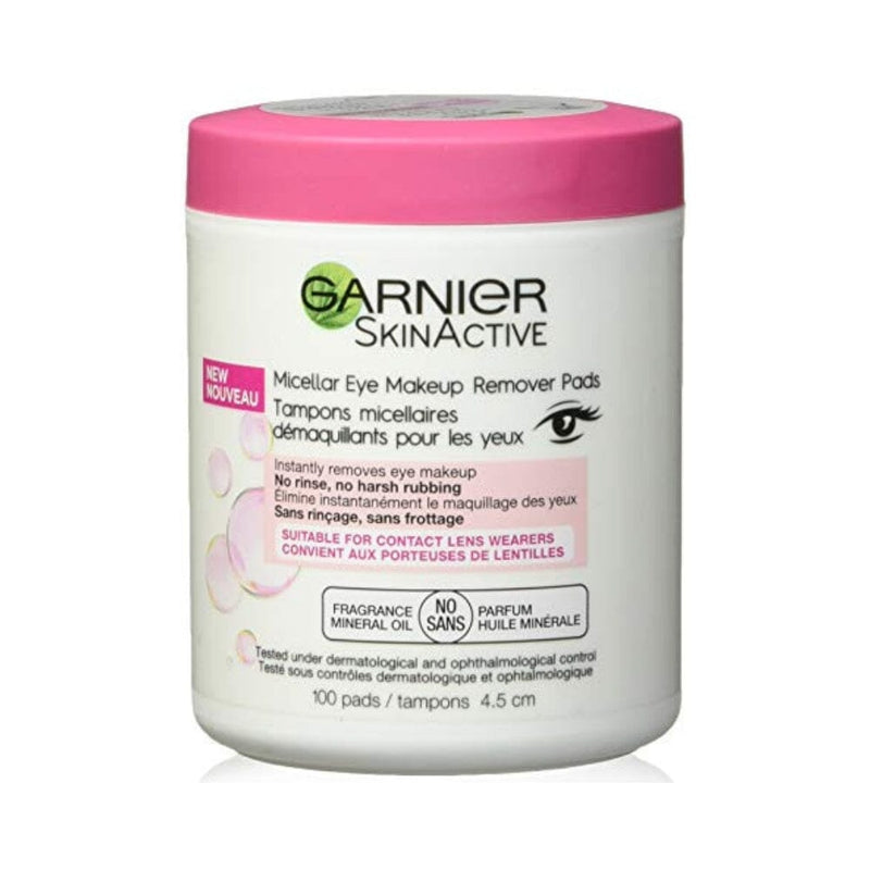 وسادات إزالة مكياج العيون من غارنييه ميسيلار Garnier Micellar Eye Makeup Remover Pads Facial Treatment Pads, 100 Count