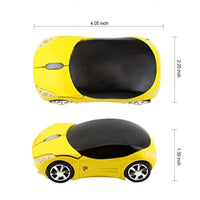 ماوس سيارة لاسلكي خفيف رائع ثلاثي الأبعاد على شكل سيارة رياضية Car Mouse Wireless, 3C Light Cool 3D Sport Car Shaped Mouse Optical Mini Office Mice 1600 DPI with USB Receiver for PC/Computer/Laptop Gift for Kid(Yellow)