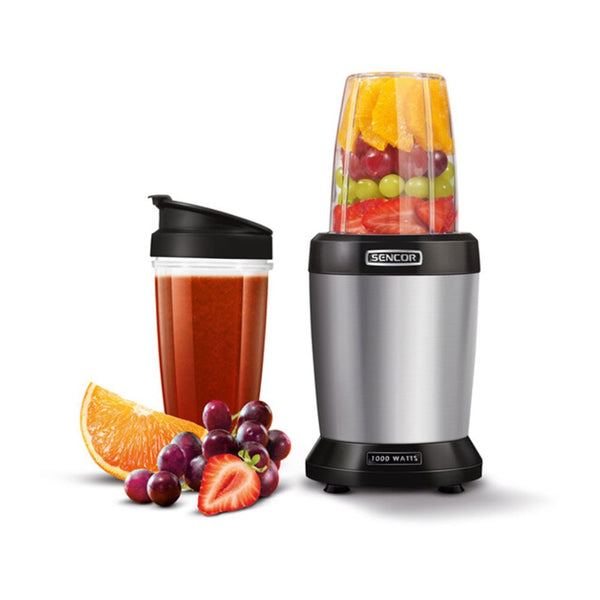 خلاط نيترو فضي مع 2 كوب 1000 واط سنكور Sencor 1000W Silver Nutri Blender with 2 Cups SNB 4302SS