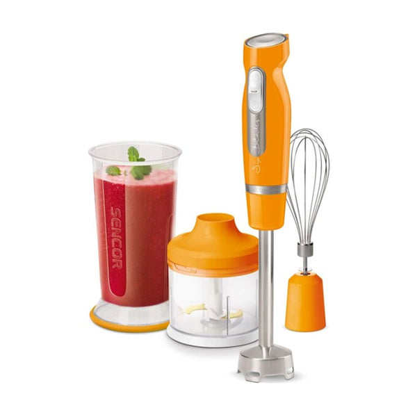 خلاط يدوي برتقالي 2 سرعة 6 شفرات مع محضرة طعام سنكور Sencor 2-Speed 6-Blade Orange Hand Blender with Food Processor SHB 4463OR-EUE3