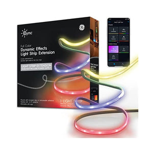 شريط إضاءة داخلي GE Lighting CYNC Dynamic Effects LED Smart Indoor Light Strip Extension for Full Color Light Strip & Power Supply (Sold Separately), Bluetooth and Wi-Fi Enabled, 8 Foot