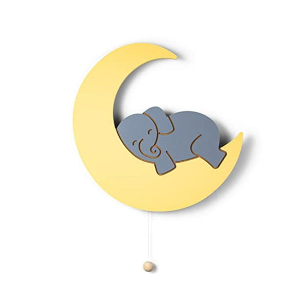 مصباح فيل على القمر Lumipets Lighted Elephant on Moon, Nursery Night Light, Wall Mounted Lighted, Battery Operated Cloud Light Sign–Lightweight Moon Night Light for Babies, Toddlers, Kids