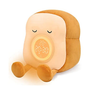 منبهات لطيفة محشوة QANYI Kids Night Light Plushies, Funny Food Toast Bread Plush Cute Stuffed Alarm Clocks for Bedrooms, Cool Bedside Lamp Gifts for Women Kids 6 7 8 9 10 11 Year Old Girls