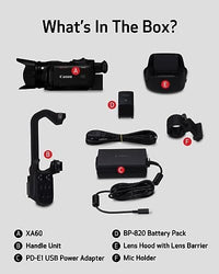 كاميرا كانون Canon XA60 Professional UHD 4K Camcorder with LCD Touchscreen and 20x Optical Zoom Lens (Black)