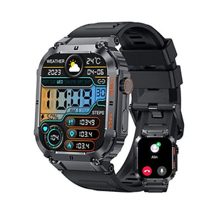 ساعة ذكية عسكرية صلبة مقاومة للماء KACLUT Smart Watch,100M Waterproof Rugged Military Smartwatch with Bluetooth Call(Answer/Dial Calls) 2-inch Utral Large HD Display 70 Days Extra Long Battery Life,100+ Sports Modes Fitness Tracker