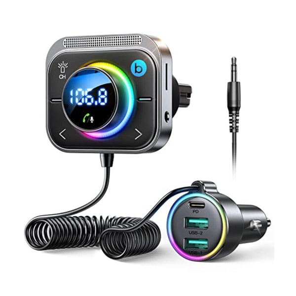 محول سيارة بلوتوث Bluetooth 5.3 FM/AUX Car Adapter, JOYROOM【Air Vent Installation & Bass Boost】 3 Ports PD&QC 3.0 FM Transmitter, Radio Receiver for Car HD Calling and Enjoy Music