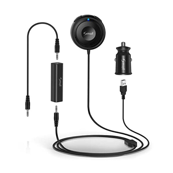 محول بلوتوث للسيارة مع عازل للضوضاء Bluetooth 5.0 Car Kit, AUX Bluetooth Adapter for Car with Ground Loop Noise Isolator for Handsfree Talking and Music Streaming, Wireless Bluetooth Receiver with Dual Port USB Car Charger, Input Port