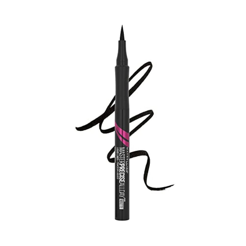 ايلانير مايبيلين Maybelline New York Eyestudio Master Precise All Day Waterproof Liquid Eyeliner Makeup, Matte Black, 1 Count