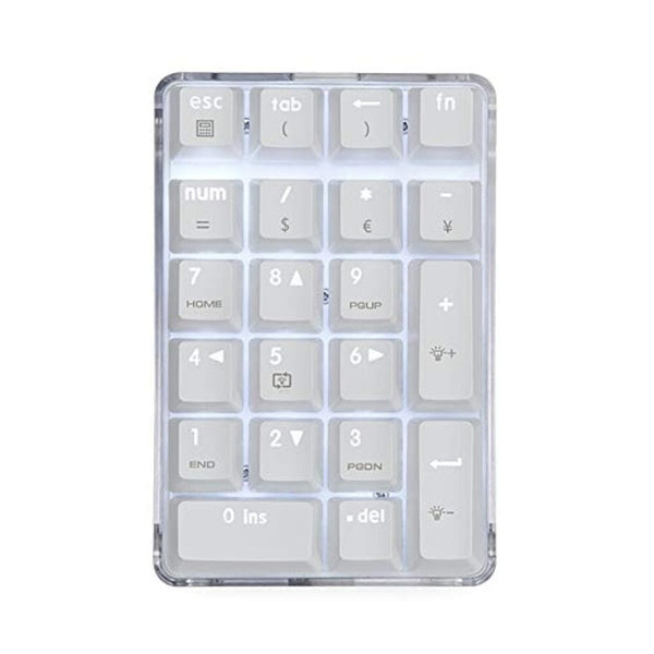 لوحة مفاتيح رقمية ميكانيكية  Mechanical Numeric Keypad GATERON Red Switch Wired Gaming Keypad Crystal Case White Backlit 21 Keys Mini Numpad Portable Keypad Extended Layout White Magicforce by Qisan