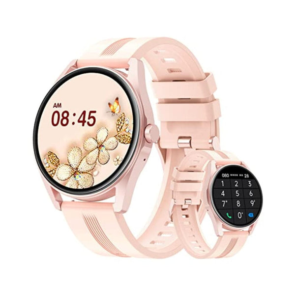 ساعات ذكية للنساء (الرد / إجراء المكالمات) HUAKUA Smart Watches for Women Men (Answer/Make Calls) Compatible with iPhone/Android Phones, Reloj para Mujer Hombre Round Fitness Tracker with Heart Rate Monitor Sleep/Steps Tracker Waterproof Pink