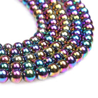 أحجار كريمة من الهيماتيت متعدد الألوان دائري 8 مم 8 mm Round Multicolored Hematite Gemstone Beads for DIY Jewelry Making 15"