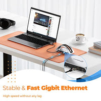 حامل منصة USB C Laptop Docking Station Dual Monitor, TOBENONE USB C Dock Stand with Dual HDMI, 65W Power Supply, 10Gbps USB 3.1, SD/TF, Gigabit Ethernet, 3.5mm Audio, Docking Station for Dell/HP/Lenovo/Surface