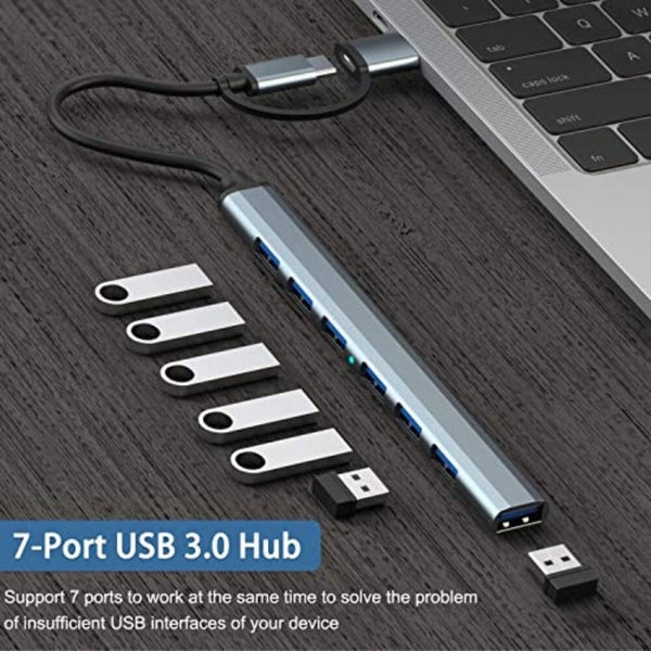 يو اس بي مع 7 منافذ USB Hub 3.0 with 7 Ports, VIENON Aluminium USB C to USB 3.0 Hub for MacBook, Mac Pro/Mini, iMac, Ps4, PS5, Surface Pro,Flash Drive, Samsung