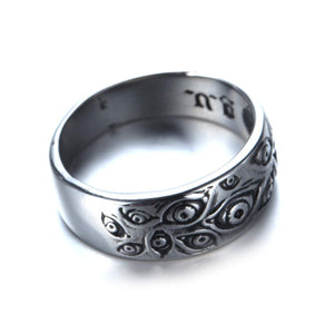 خاتم للرجال PMTIER Men's Vintage Stainless Steel Engraved Eye of God Ring Silver Tone Size 9