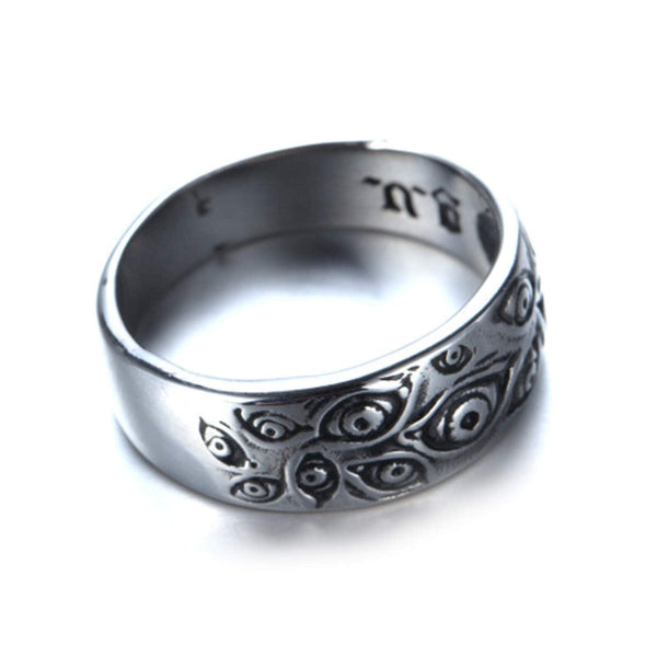 خاتم للرجال PMTIER Men's Vintage Stainless Steel Engraved Eye of God Ring Silver Tone Size 9