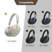 وسائد أذن بديلة لسماعات الراس Aurivor Replacement Ear-Pads Cushions for Sony WH-1000XM5 Noise Canceling Headphones, Premium XM5 Ear Covers with Soft Protein Leather, Optimized Memory Foam (Silver)