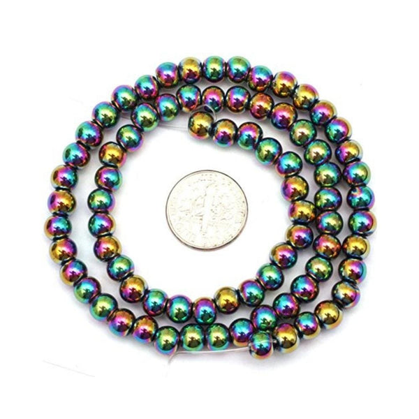 أحجار كريمة من الهيماتيت متعدد الألوان دائري 6 مم 6 mm Round Multicolored Hematite Gemstone Beads for DIY Jewelry Making 15" JOE FOREMAN