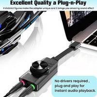 محول صوت خارجي بينغو USB Sound Card Adapter BENGOO 7.1 Channel External Audio Adapter Stereo Sound Card Converter 3.5mm AUX Microphone Jack for Gaming Headset Earphone PS4 Laptop Desktop Windows Mac OS Linux, Plug Play