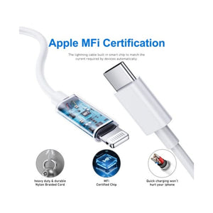 شاحن سريع Fast Charger iPhone [Apple MFi Certified], 3 Pack 20W Apple USB C Fast Charging Block with 3pcs 6FT USB C to Lightning Cable for iPhone 14/14 Pro/14Pro Max/13/13 Pro/12/12 Pro/12 Pro Max/11/SE/XR/X