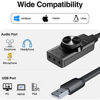 محول صوت خارجي بينغو USB Sound Card Adapter BENGOO 7.1 Channel External Audio Adapter Stereo Sound Card Converter 3.5mm AUX Microphone Jack for Gaming Headset Earphone PS4 Laptop Desktop Windows Mac OS Linux, Plug Play