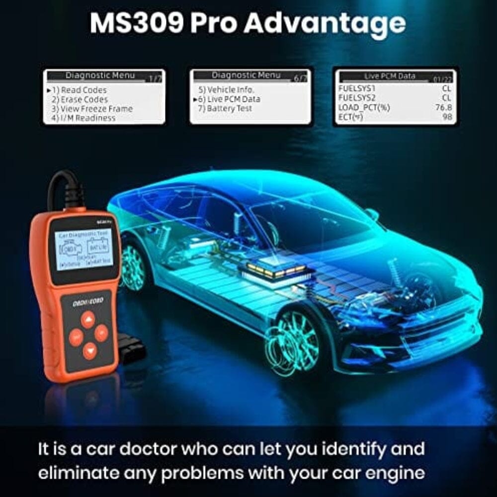 Car OBD2 Scanner Engine Fault Code Reader Handheld Diagnostic OBD2 Scan  Tool Battery Diagnosis Engine Tester Analyzer MS309 PRO