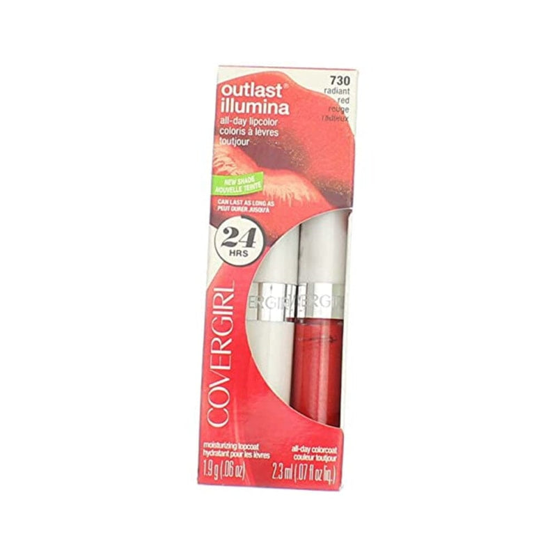 لون الشفاه كوفر جيرل - أوتلاست راديانت ريد 730 - 2 في كل علبة CoverGirl Outlast Radiant Red 730 Lipcolor -- 2 per case.