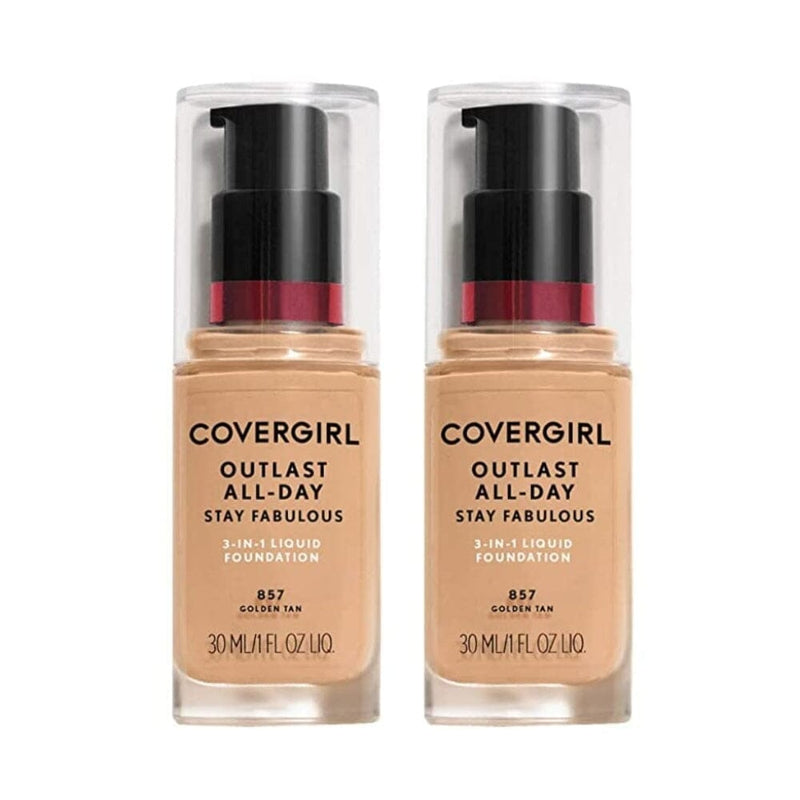 كريم أساس كوفرجيرل يدوم طوال اليوم ويبقى رائعًا 3 في 1 COVERGIRL COVERGIRL outlast all-day stay fabulous 3-in-1 foundation, nude beige, pack of 2, 1 Ounce