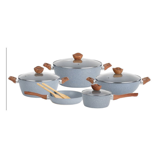 طقم قدور طهي ديلكاسا 11 قطعة بطبقة جرانيت وأغطية زجاجية DELCASA 11Pc Granite Glass Lid Cookware Set