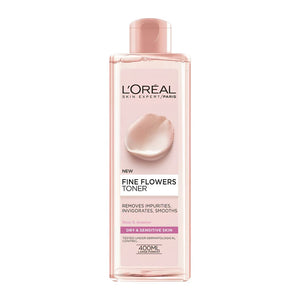 تونر لوريال باريس بالزهور الجميلة للبشرة الجافة والحساسة | L'Oreal Paris Fine Flowers Cleansing Toner