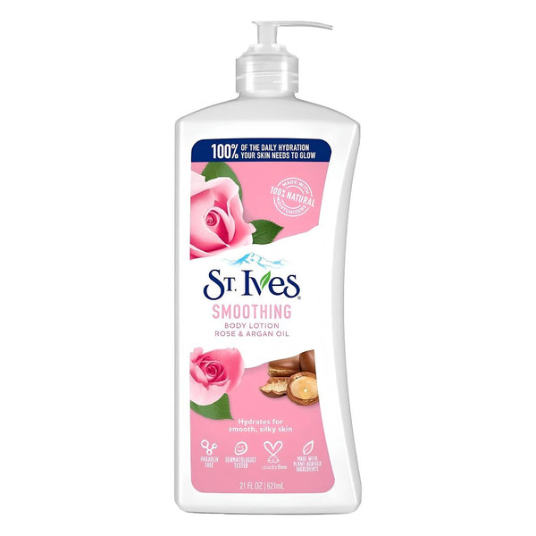 لوشن الجسم المنعم بالورد وزيت الأرجان من سانت ايفز | St. Ives Rose Water and Argan Oil Softening Body Lotion