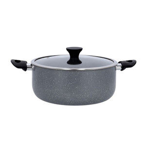 قدر طهي ديلكاسا بطبقة جرانيت 24 سم مع غطاء زجاجي DELCASA Granite Coated Casserole