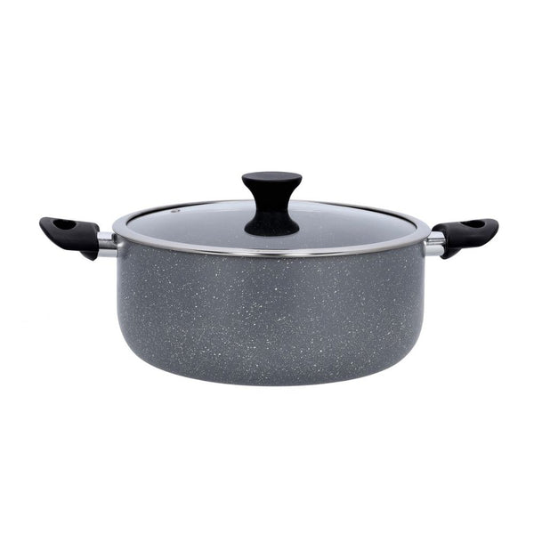 قدر طهي ديلكاسا بطبقة جرانيت 24 سم مع غطاء زجاجي DELCASA Granite Coated Casserole