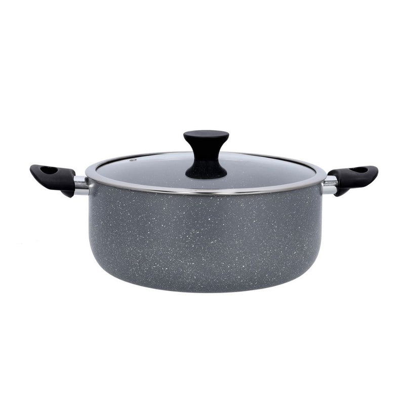 قدر طهي ديلكاسا بطبقة جرانيت 24 سم مع غطاء زجاجي DELCASA Granite Coated Casserole