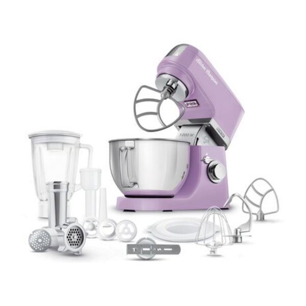 عجانة 4.5 لتر بنفسجي خلاط 1.5 لتر ماكينة تقطيع لحم 1000 واط سنكور STM 6355VT-MEG2 Sencor Stand Mixer 4.5L Purple Blender 1.5L Meat Grinder 1000W