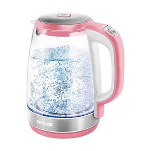 غلاية ماء وردي زجاج 2 لتر إنارة مؤشر 2200 واط سنكور SWK 2194RD Sencor Glass Water Kettle Pink 2L Light Indicator 2200W SWK 2194RD