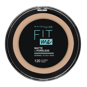 باودر فيت مي مات + بورليس - كلاسيك أيفوري 120 من ميبلين | Maybelline FIT Me Matte + Poreless Powder 120 Classic Ivory